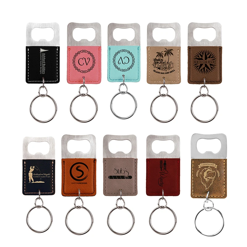 

50pcs/lot Blank PU Leather Encase Bottle Opener For Laser Engraving Personality Customization DIY