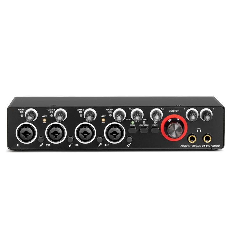 

1Set Audio Interface Sound Card For Recording Professional Portable +Loopback Monitor For Audio Equipment