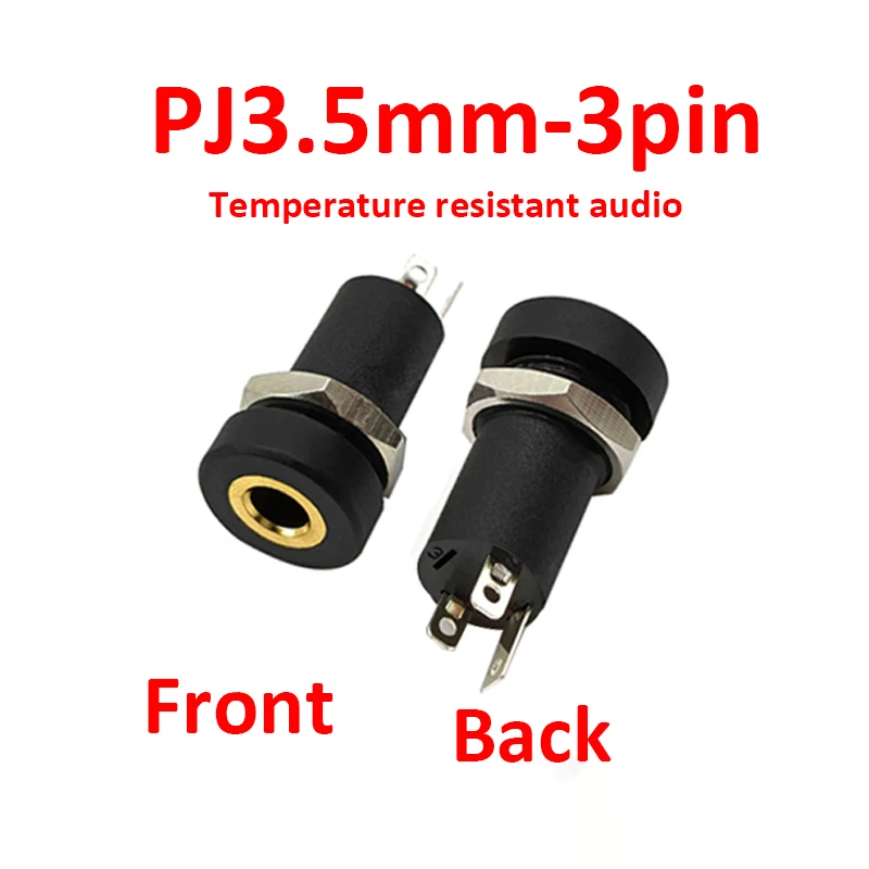2/3/4pin 3.5mm audio jack 2/3/4 pole stereo soldering panel installation 3.5mm headphone female socket connector with nut
