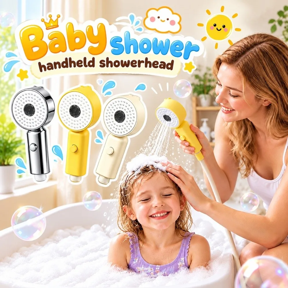 3 Modes Handheld Shower Head Gentle Spray Soft Water Flow Kids Shower Head Compact Drop Resistant Baby Shower Sprayer Bath Time
