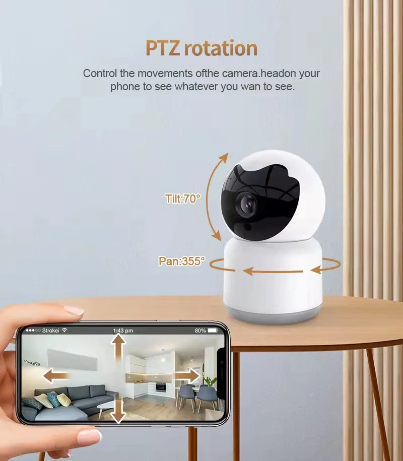 

3MP 1296P Tuya Smart Life 360-градусная беспроводная PTZ IP-камера Беспроводной домофон Монитор видеонаблюдения для домашней безопасности
