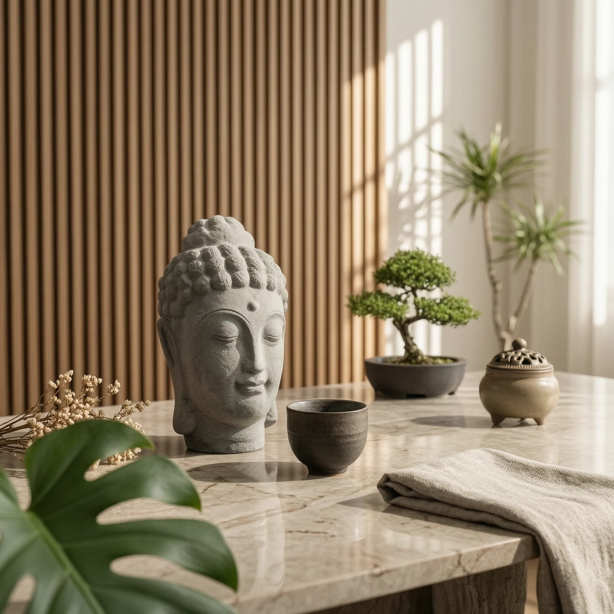 Buddhist Statue Carved Stone Relief Sculpture Buddha Statue Weathered Spiritual Decor Gray for Courtyard Styling, Garden Scenery
