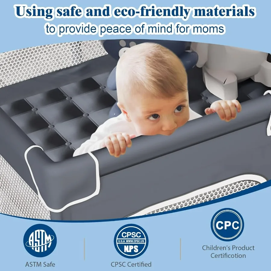 Cercadinho para bebês com tapete, quintal com tapete para brincar, cercadinho para crianças pequenas com bolsa, centro de atividades internas e externas 50x50