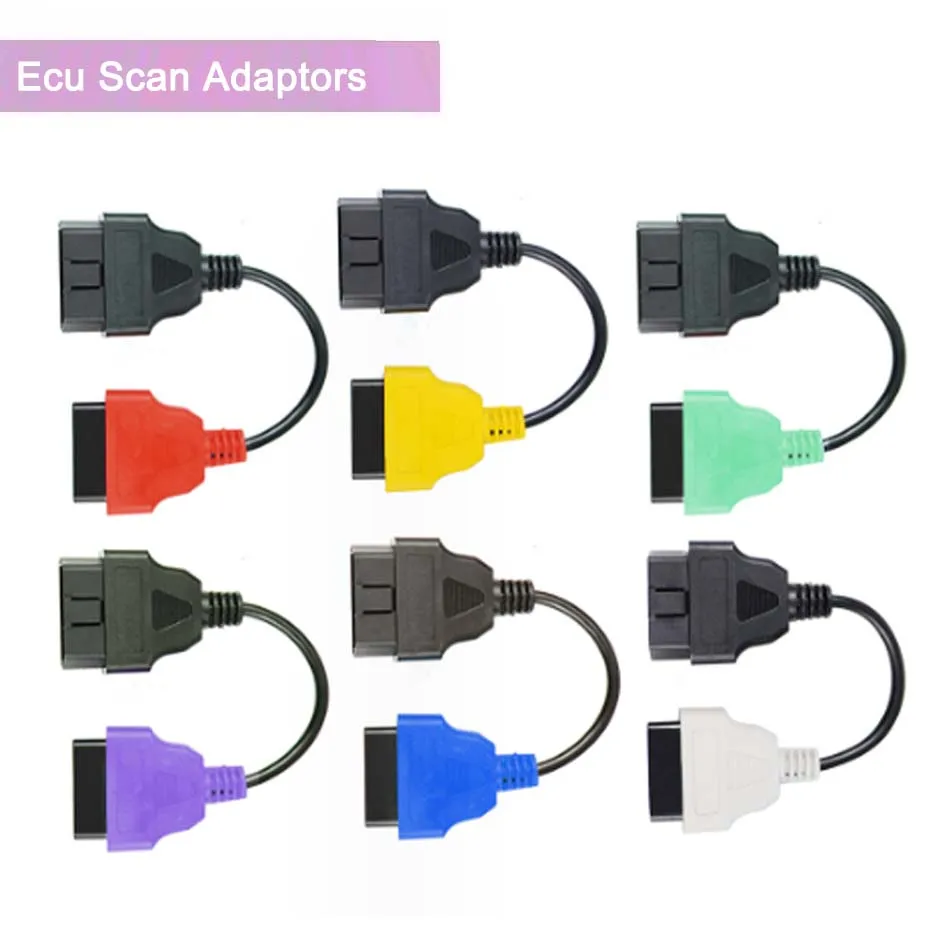 6pcs 6 Color OBD2 16Pin OBD Adapter for Fiat ECU Scannner OBD2 Connector Cable for Fiat/Alfa Romeo/Lancia ECU Scan MultiECUScan