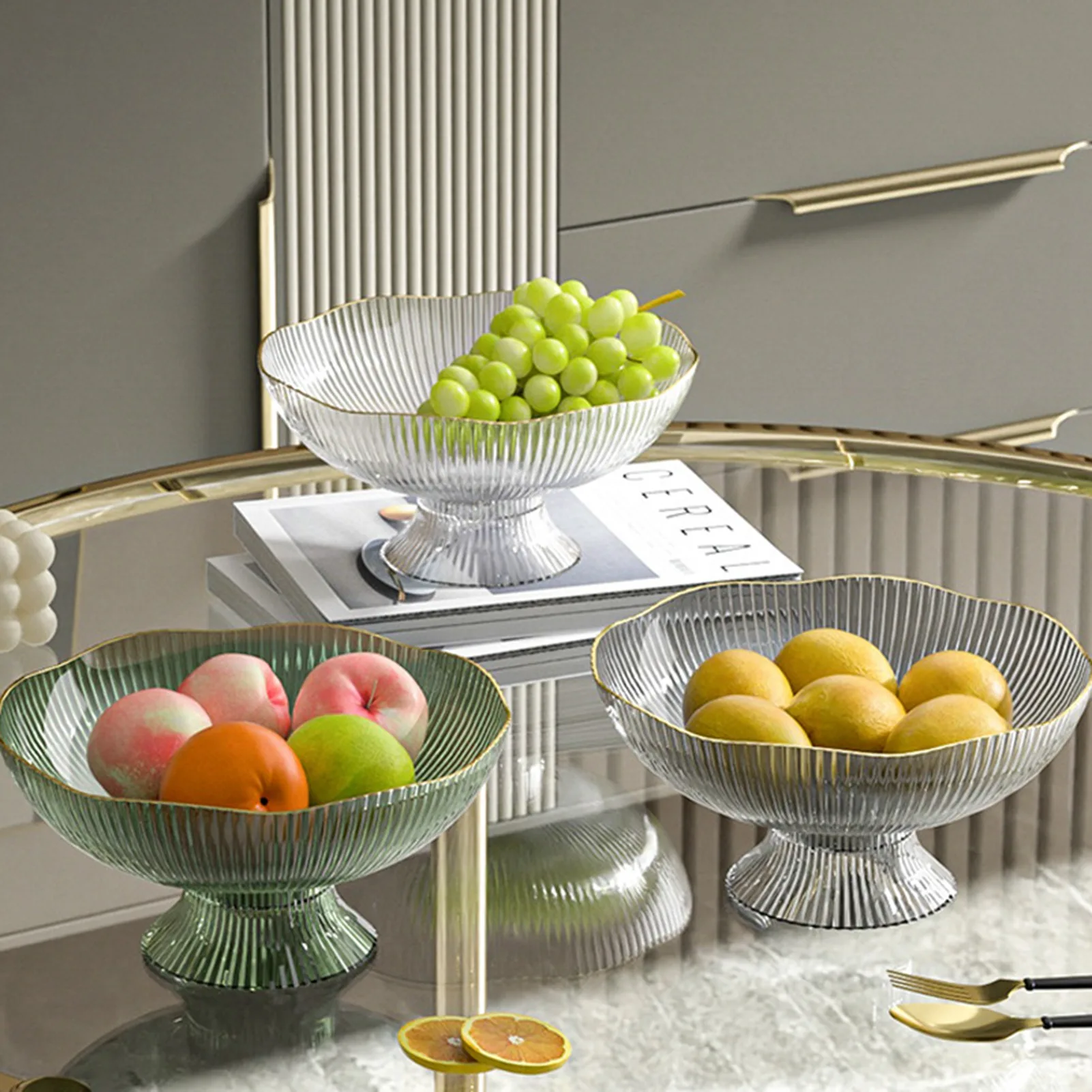 Draining Fruit Plate Luxurious Plastic Footed Fruit Bowl Beautiful Healthy with Draining Hole for Coffee Table for Living Room