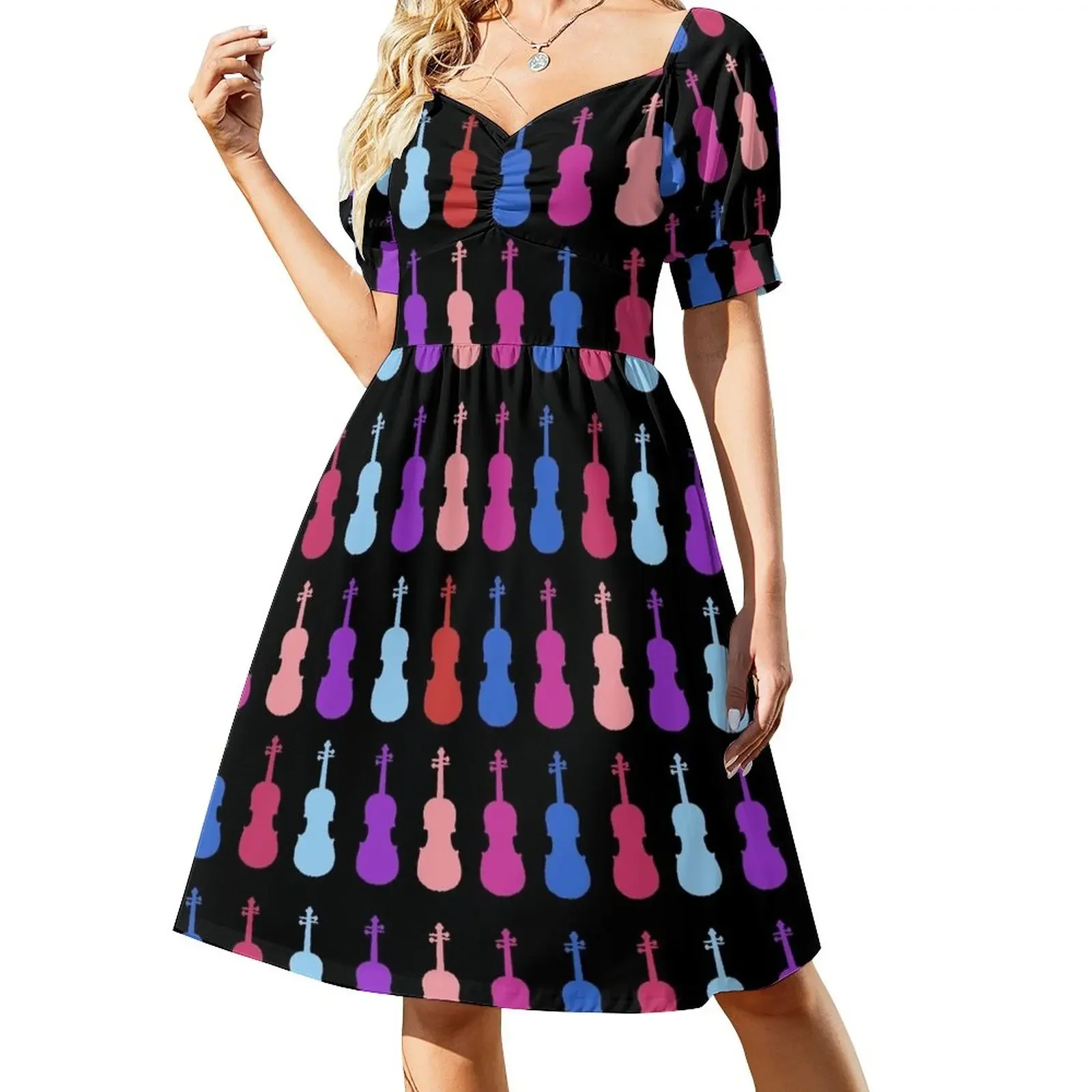 

Violin Colors #3 Short-Sleeved Dress loose women's dress elegant women's sets