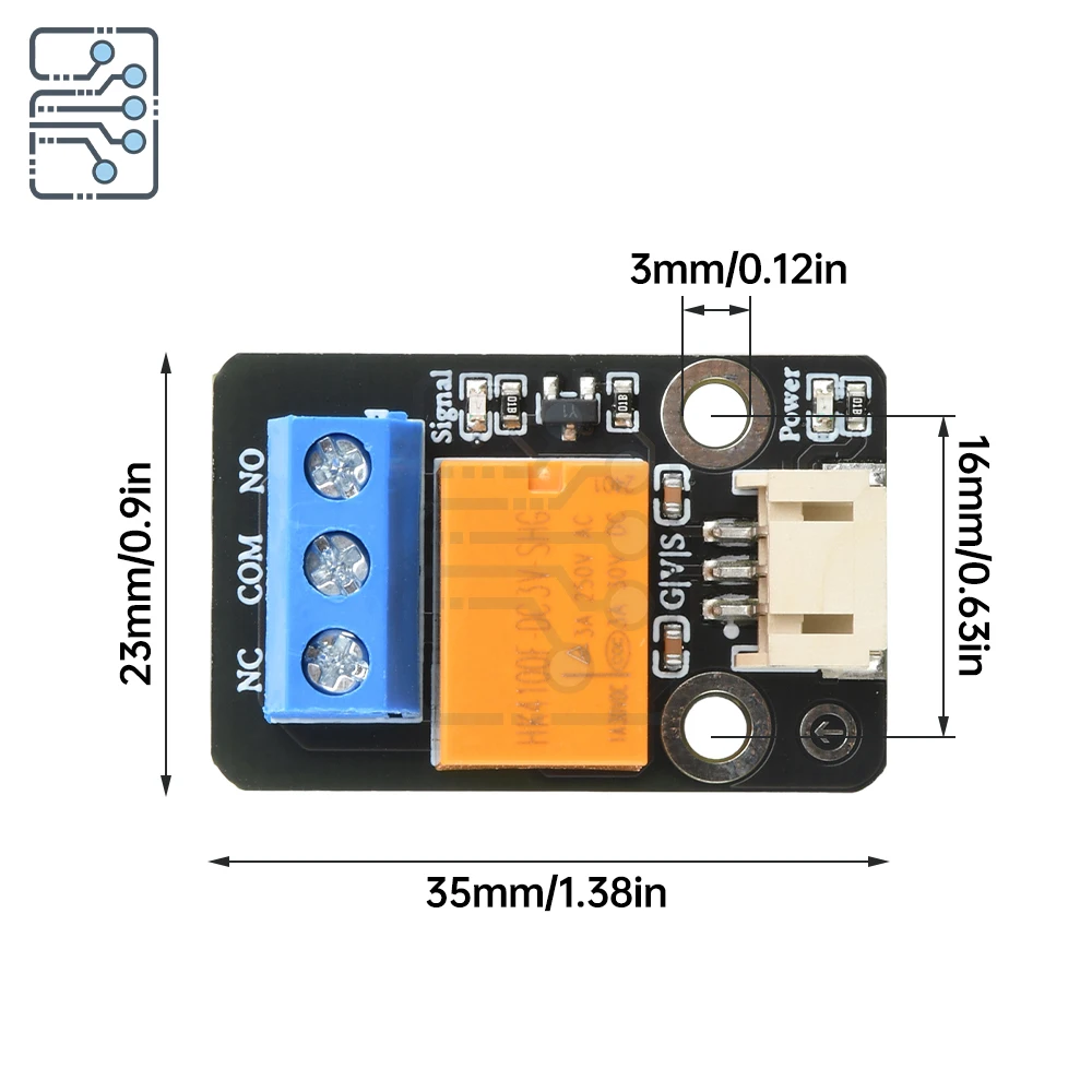 DC3.3V-5V 1-way relay module PH2.0 3P terminal line Relay module adjustable resistance sensor high and low level trigger module