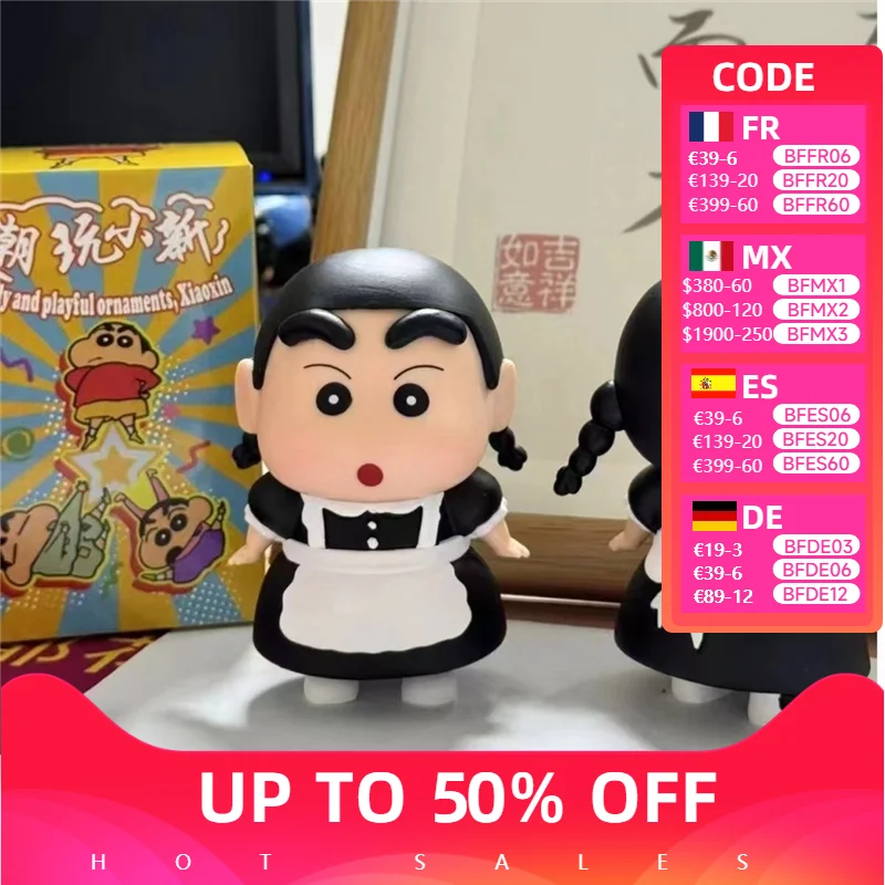 

Cartoon 10cm Crayon Shin chan Anime Figure GK Shin chan cos Maid small plait kawaii desktop decoration model kids children Toys