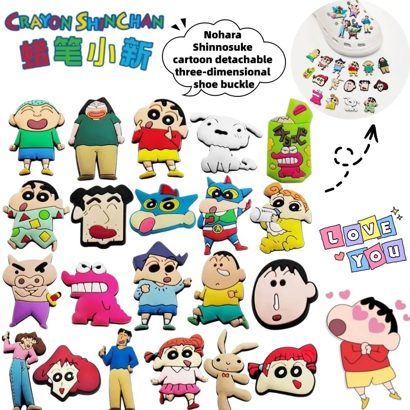 

Crayon Shin-chan Nohara Shinnosuke Shiro Creative Anime Merchandise Shoe Charms Two-Dimensional Cartoon Removable 3DShoe Buckles