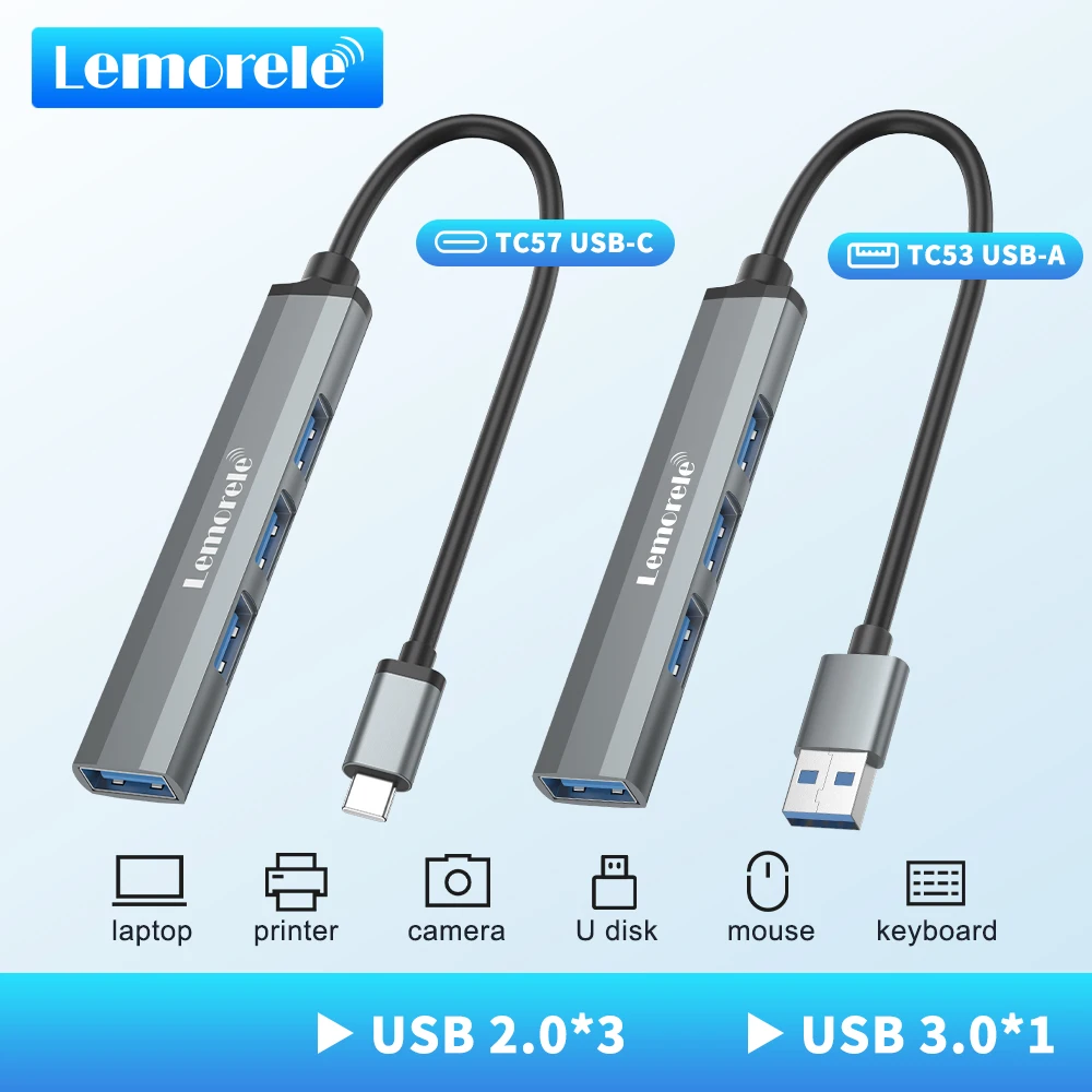Lemorele USB3.0 HUB Typ C auf 4 Ports USB HUB 5 Gbit/s USB3.0 Adapter für MacBook Pro Air M1 PC Laptop Zubehör USB C HUB Splitt