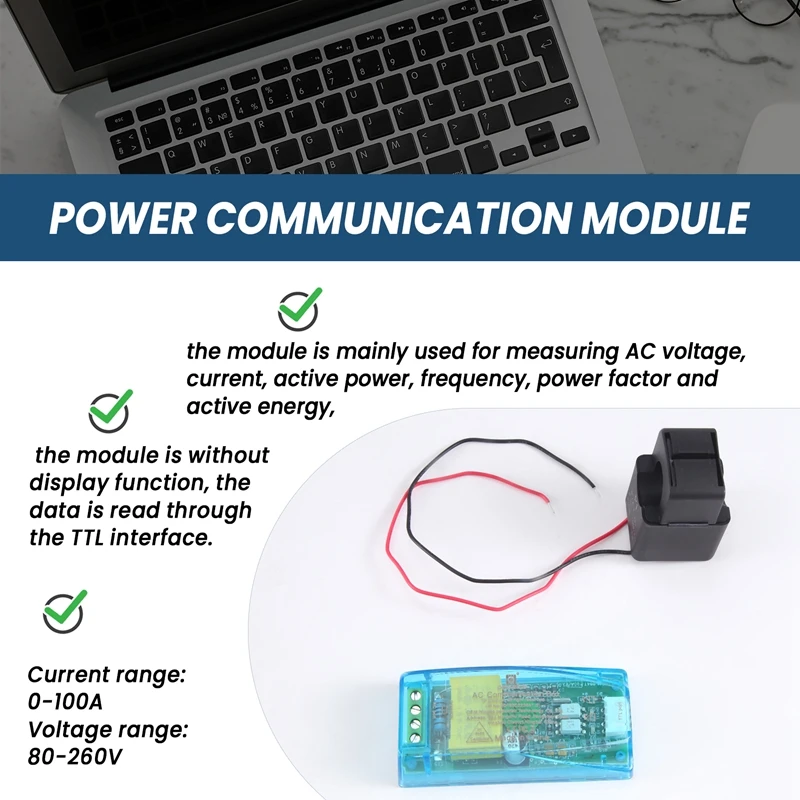 عداد طاقة Peacefair-TTL Modbus-RTU ، إصدار ، أحادي الطور ، 100A ، فولت كهربائي ، أمبير ، حقيقة طاقة التردد