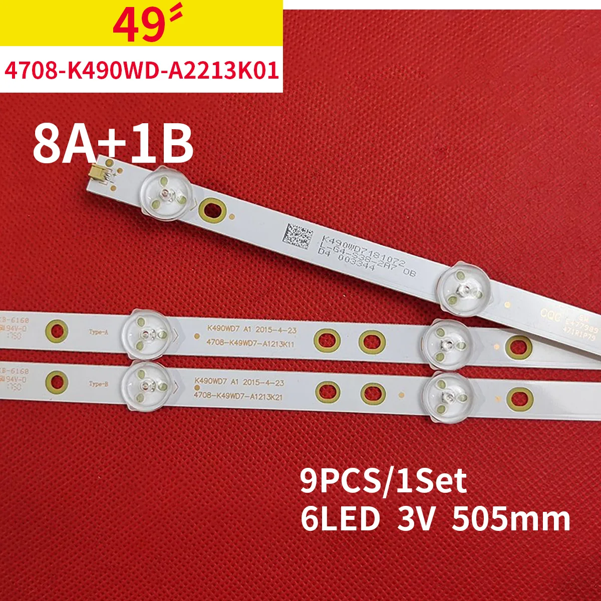 4set LED backlight Strip 6LED for K490WD7 A1 4708-K49WD7-A1213K11 4708-K49WD7- A1213K21 LE49K51S 49PFF5455/T3 49PFF5250