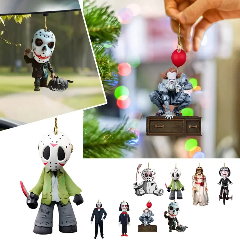 DIY Acrylic Movie Ornament For Christmas Tree Decoration Car Rearview Pendant Crafts Collection Halloween Party Horror Home Deco