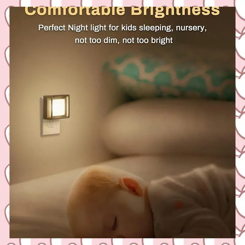 

HHTL Wall Plug LED Night Light[ 2 Pack] Dimmable, Featuring Dusk-To-Dawn Sensor, Nightlights European Plug Version