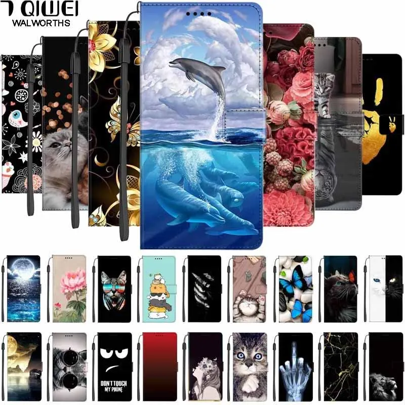 Leather Book Cover For OPPO A54s A72 A52 Case A53 A53s Wallet Flip Cat Coque For OPPO A91 A 91 54s Case Protection Cute Magnet