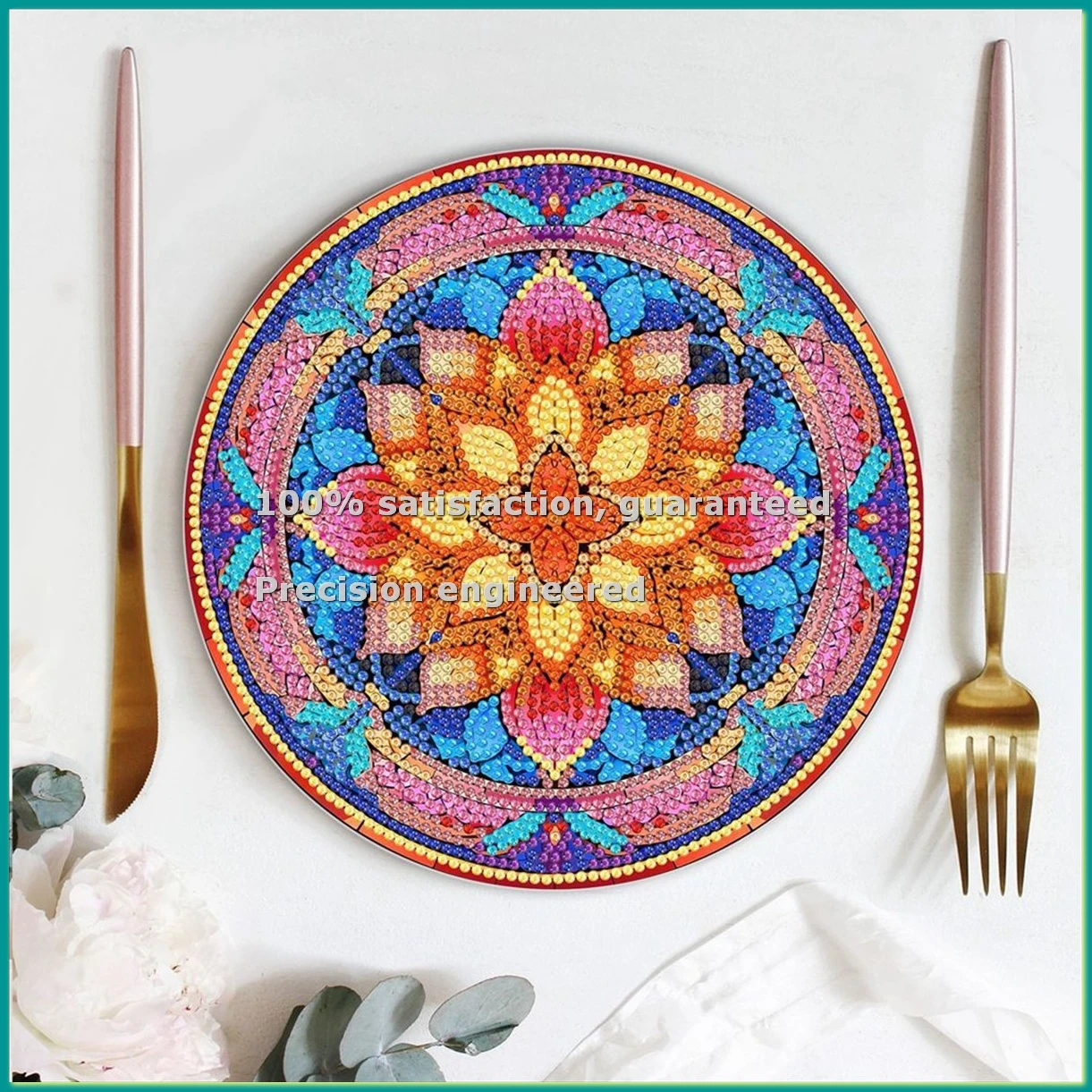 4Pcs DIY Diamond Art Painting Placemat Round Non-Slip Acrylic Table Mats for Table Decor A-A14I
