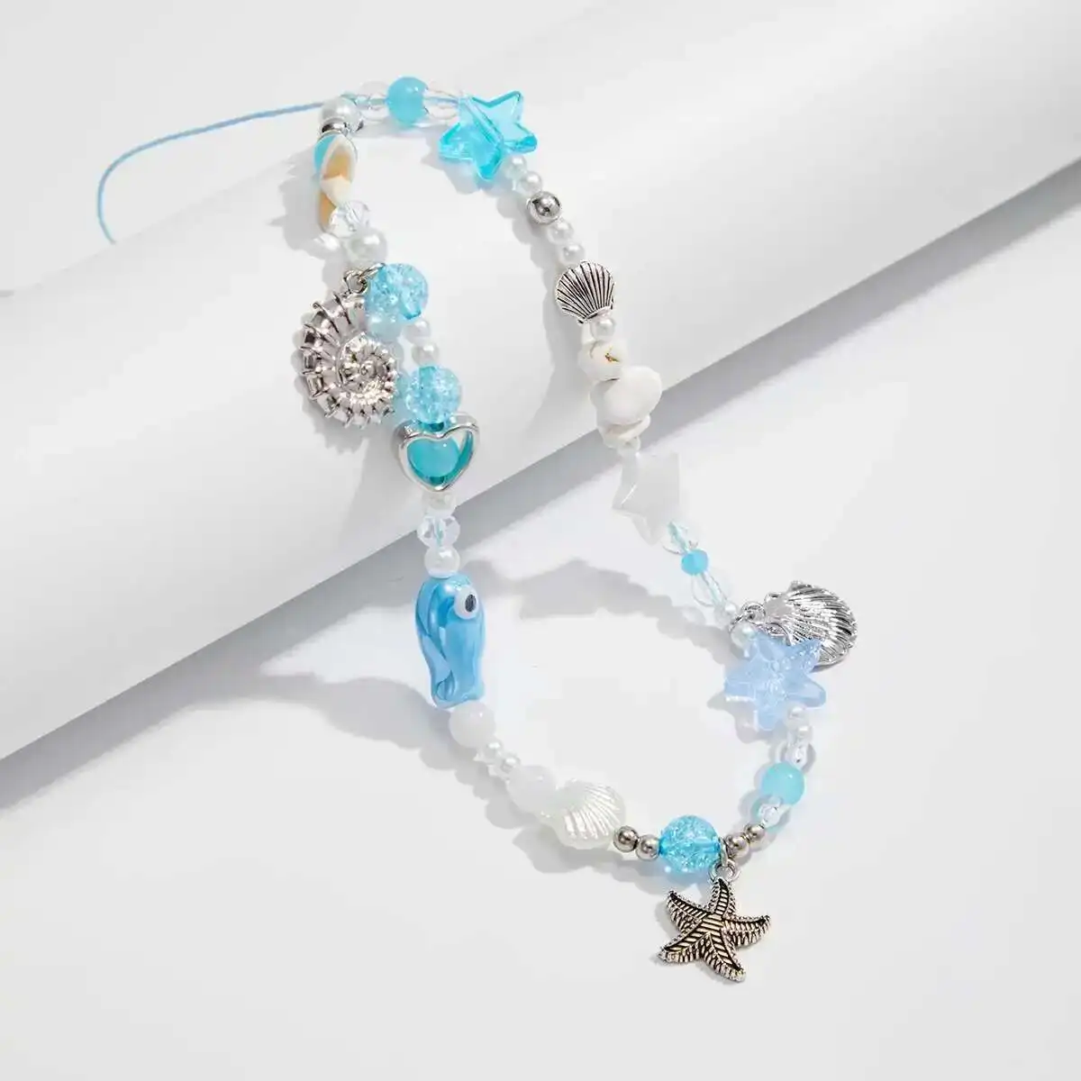 IngeSight.Z romantique mignon SeaStar pétoncle pendentif porte-clés femmes hommes Imitation perle sac téléphone porte-clés Couple bijoux cadeaux