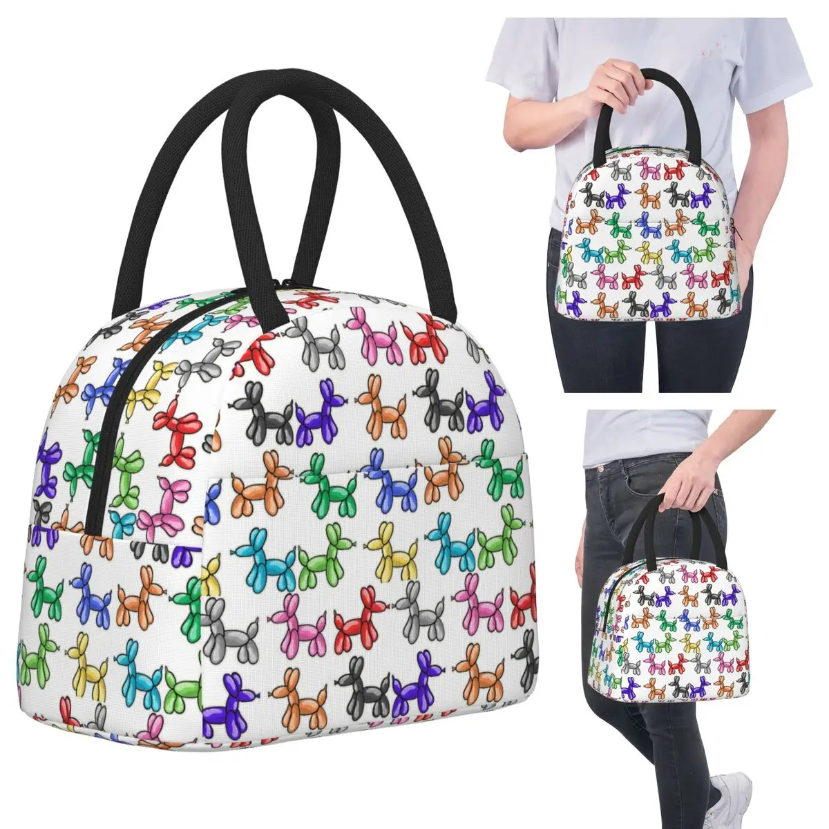 

Balloon Dogs Insulated Lunch Bag for Women Office Cooler Thermal Food Box Tote Portable Lunch Boxes Container