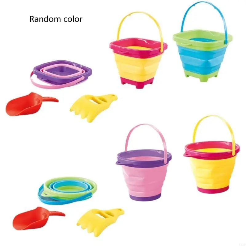 creativamente-bambini-secchio-pieghevole-sabbia-giocattolo-fai-da-te-estate-mare-rastrello-pala-giocattolo