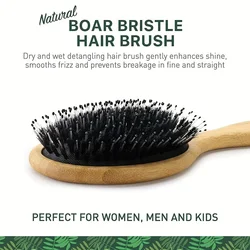 Natural Boar Bristle Brush Bamboo Handle Scalp Massage Comb Anti-static Hair Comb Gasbag Hair Brush Styling Tool Hair Brush