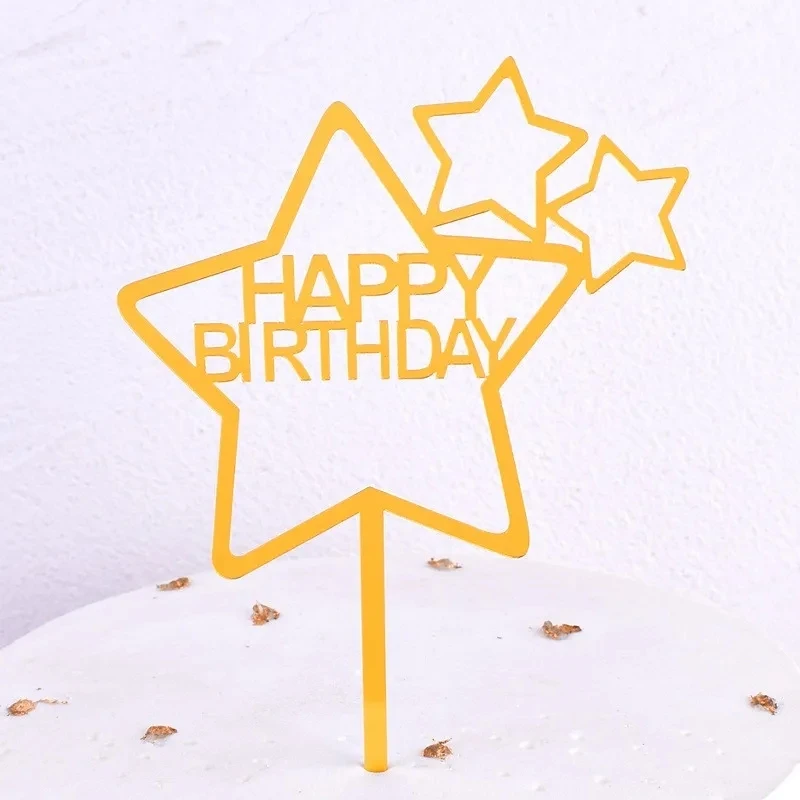 10pcs Multiple Styles Happy Birthday Cake Topper Black Gold Cake Toppers Baby Shower Cake Birthday Party Cake Flag Decorations 1 image 6