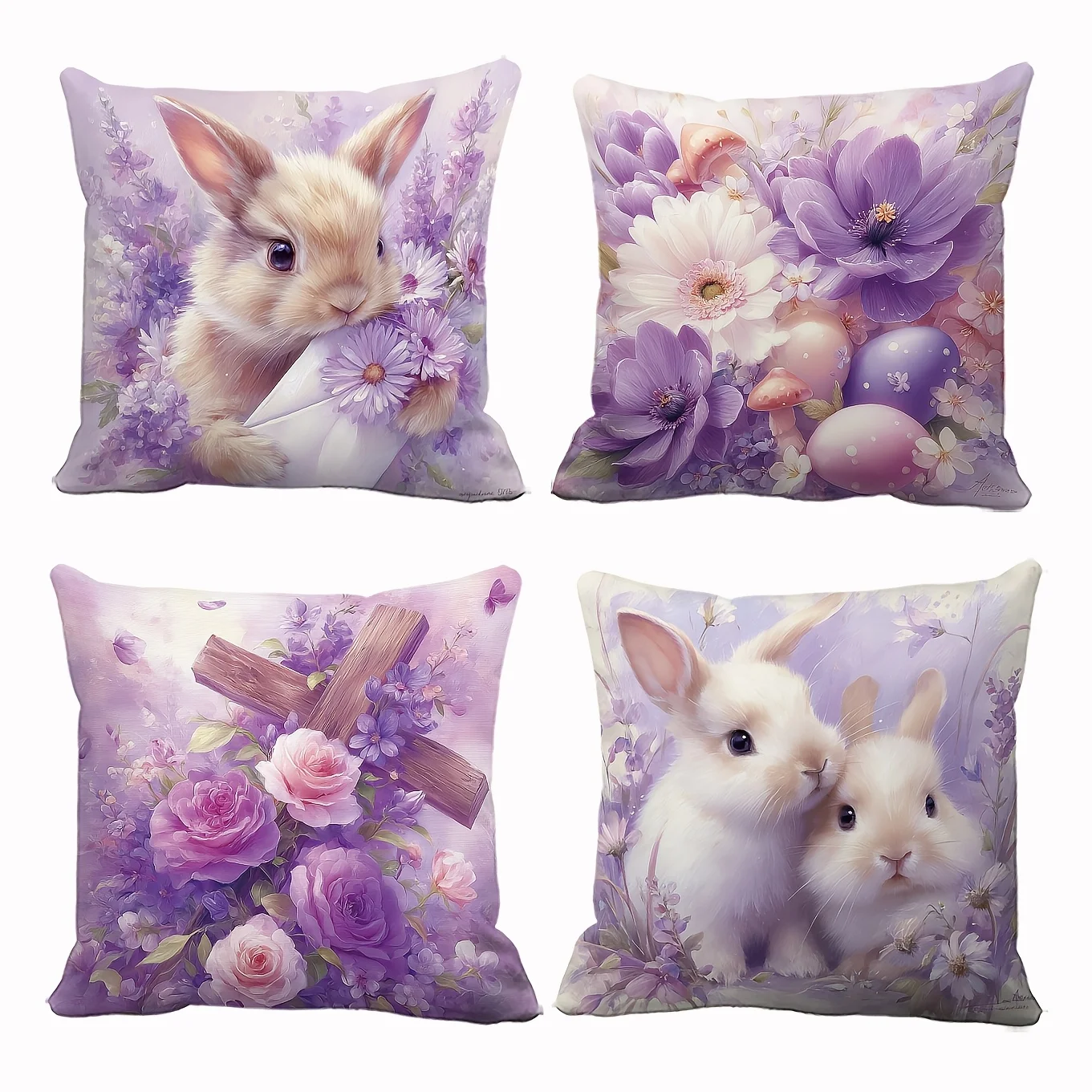 Фонарь Almohada Elegante и Hermosa con Diseño Floral Soñador Huevo Pascua Conejo Morado, Paquete 4 для Oficina Fiesta Sala