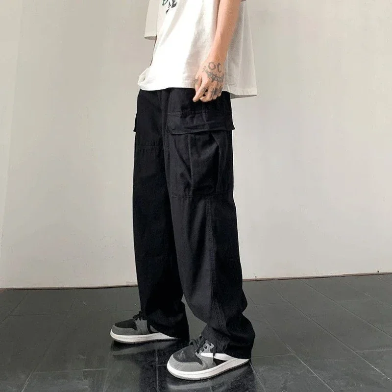 Trousers Man Summer Straight White Wide Cargo Pants For Men Slacks Luxury Cotton Street Vintage New In Fashion Y2k High Quality