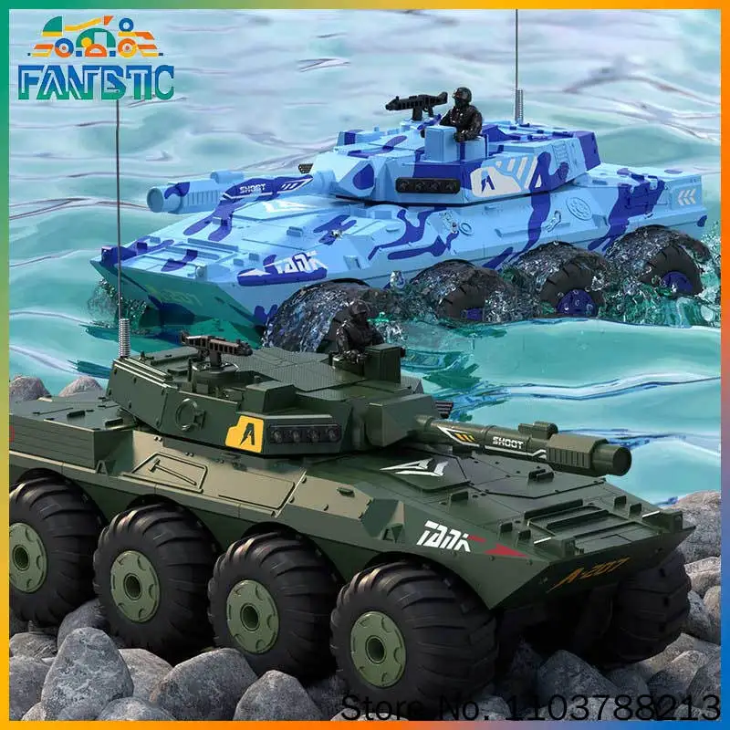 Amphibious Remote Control Tank Waterproof Electric Armored Off Road Drifting Vehicle For Land And Water Terrain Driving Toy