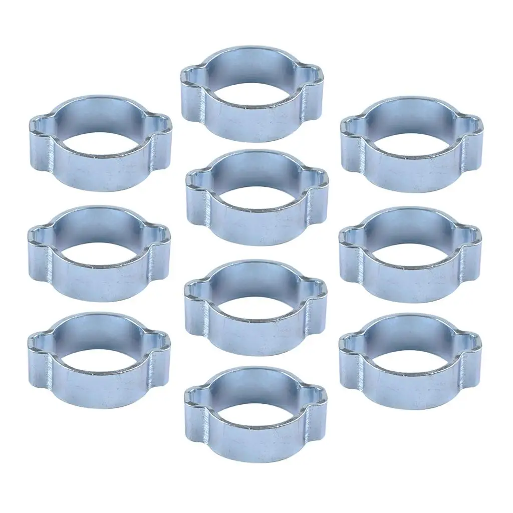 10PCS Double Clips Tube Clamps Stainless Steel Petrol Hose Steel Clip 17-20mm