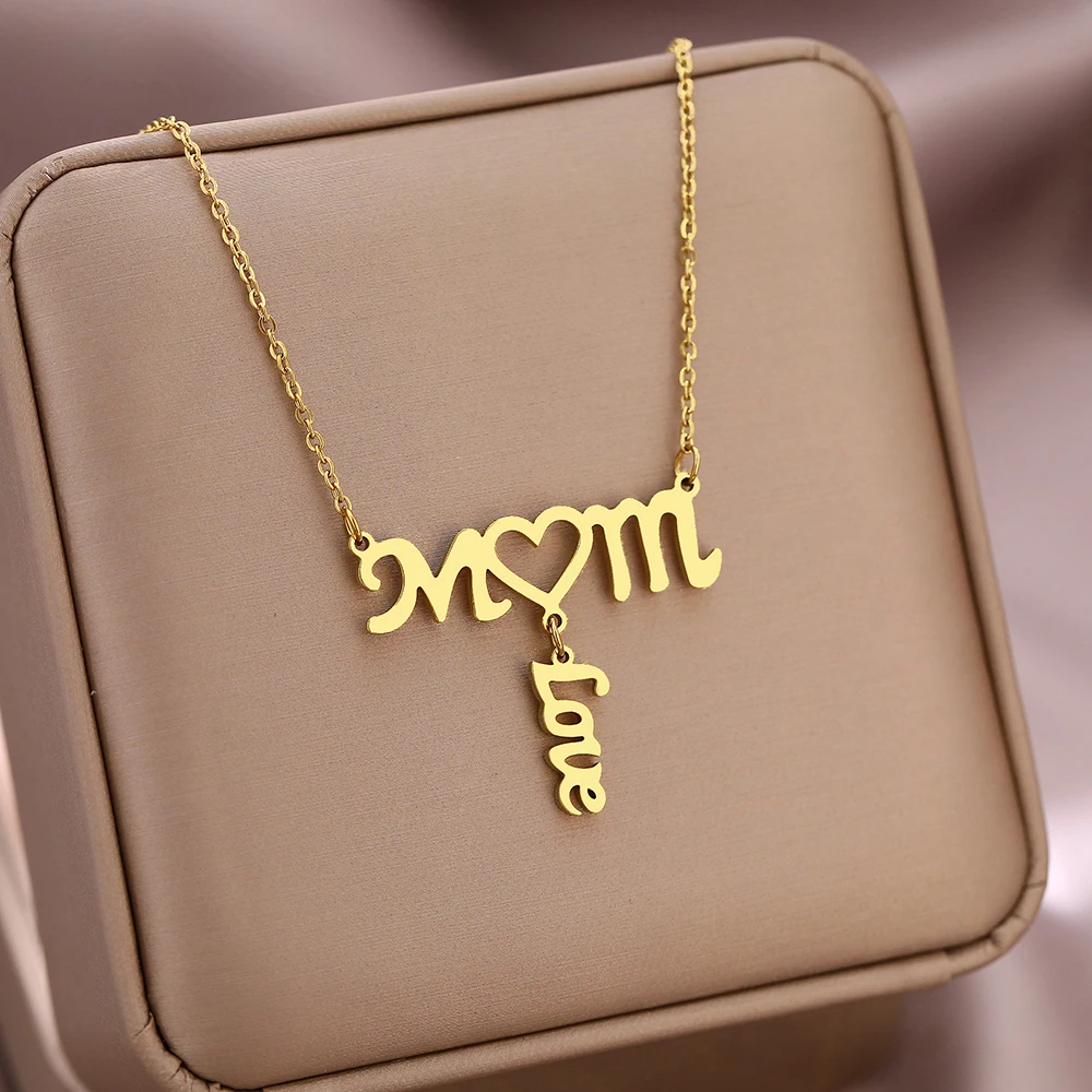 Stainless Steel Necklaces Letter Mom Love Pendants Mother's Day High-end Sense Choker Chain Necklace For Women Jewelry Gifts