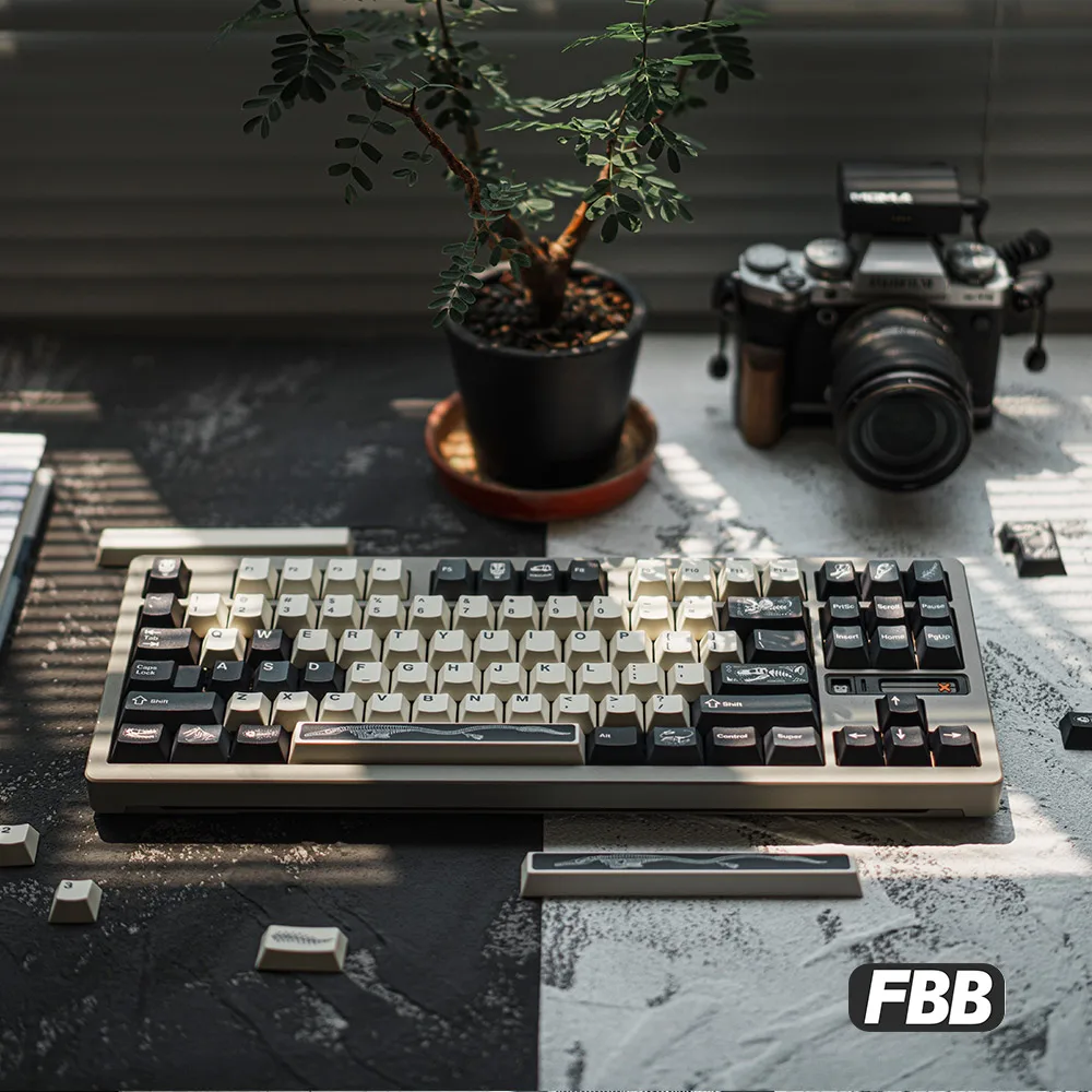 

FBB Keycaps Fossil Amber Thermal Sublimation PBT Black Gray Custom DIY Magnetic Axis Cherry Profile Mechanical Keyboard Keycap