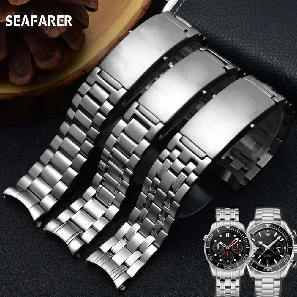 18mm 20mm 22mm 316L Stainless steel Watch Bands Strap For Omega Ocean 007 Seamaster 300 Bracelet Watch Accessories Watchband