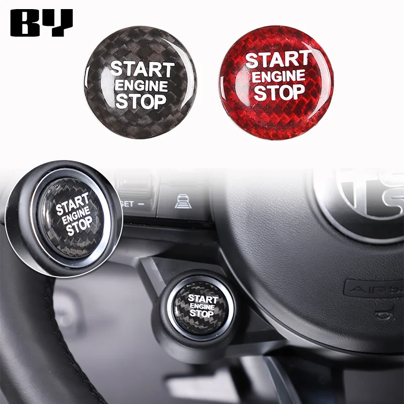 

For Alfa Romeo Giulia Stelvio Tonale 2015-2023 Car Interior Carbon Fiber Engine Start Stop Button Cover Trim Accessories