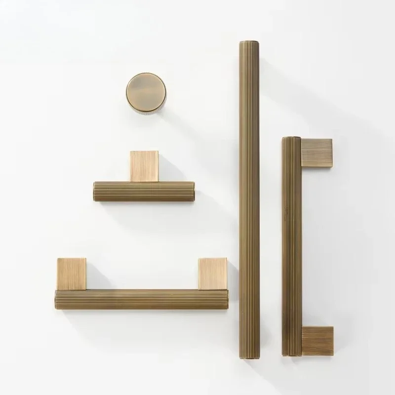 Solid brass new linear cabinet knob long T-rod furniture wardrobe drawer handle pull wardrobe rod square foot