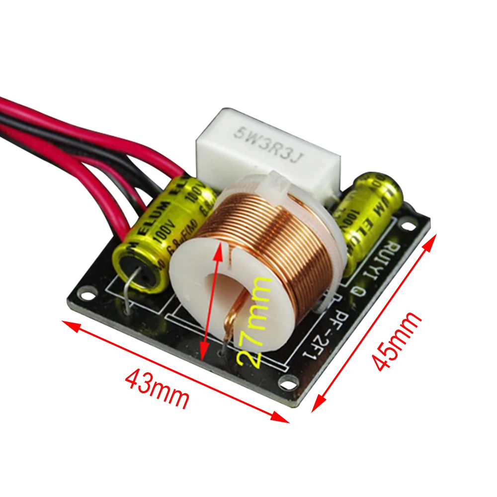 50W 2Way Crossover Audio Speaker Treble Bass Frequency Divider For Subwoofer Of 3Inch Speaker 4-8OHM 3.3KHz