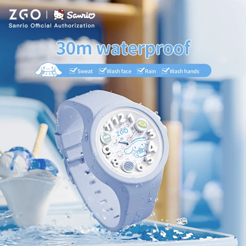 ZGO X Sanrio Cinnamoroll Kids Watches for Boys and Girls Glowing Sports Waterproof Quartz Watch Primary School Student Gift 897