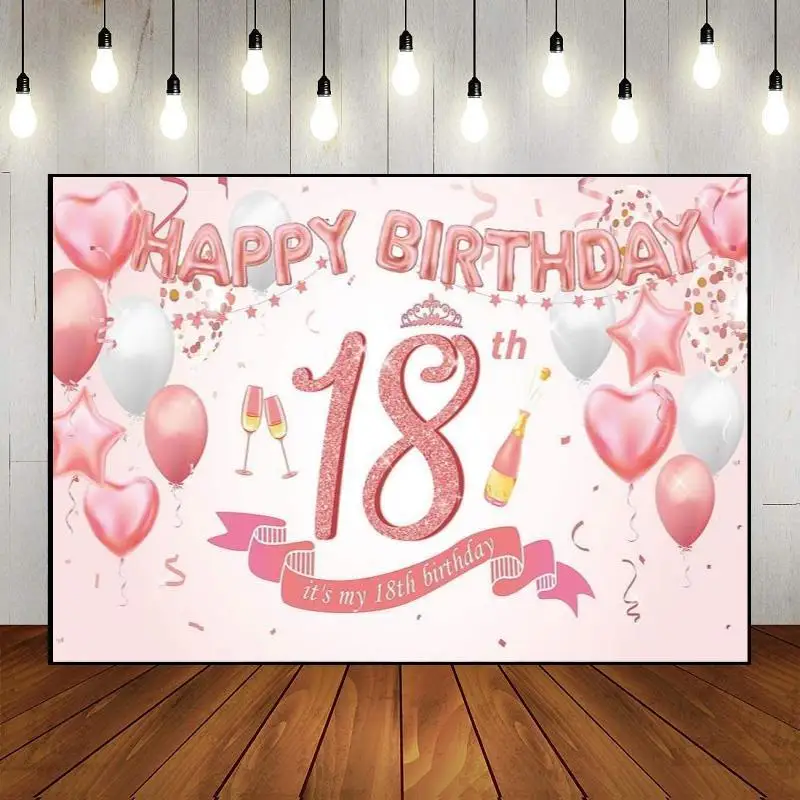 Happy 18th Birthday Boy Girl Prince Princess Party Backdrop Background 18 Years Decoration Wall Photography The Breath of Youth