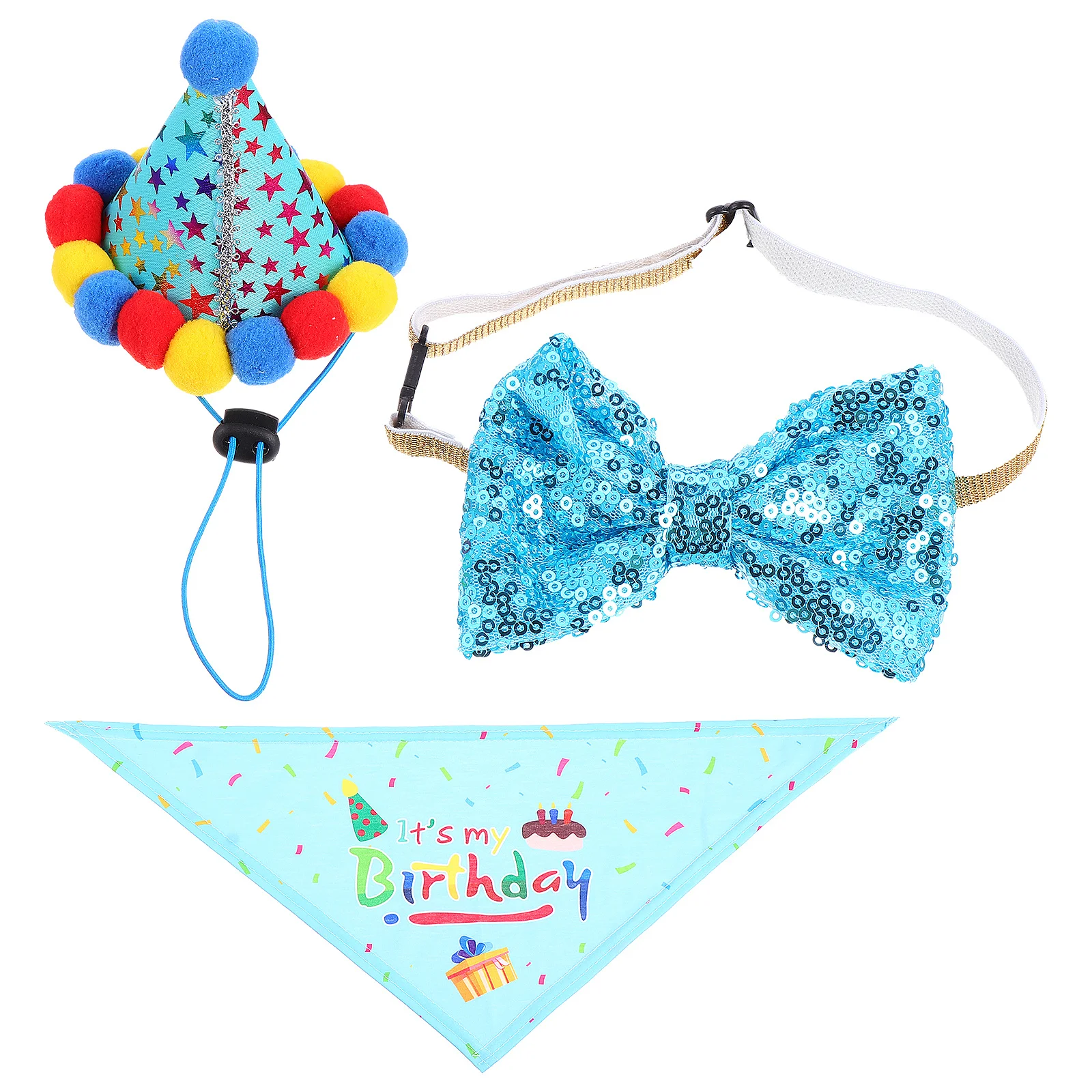 

Pet Birthday Dog Scarf Hat Set Adorable Bright Color Pet Accessories Party Decor Supplies Dog Birthday Party Decor Kit