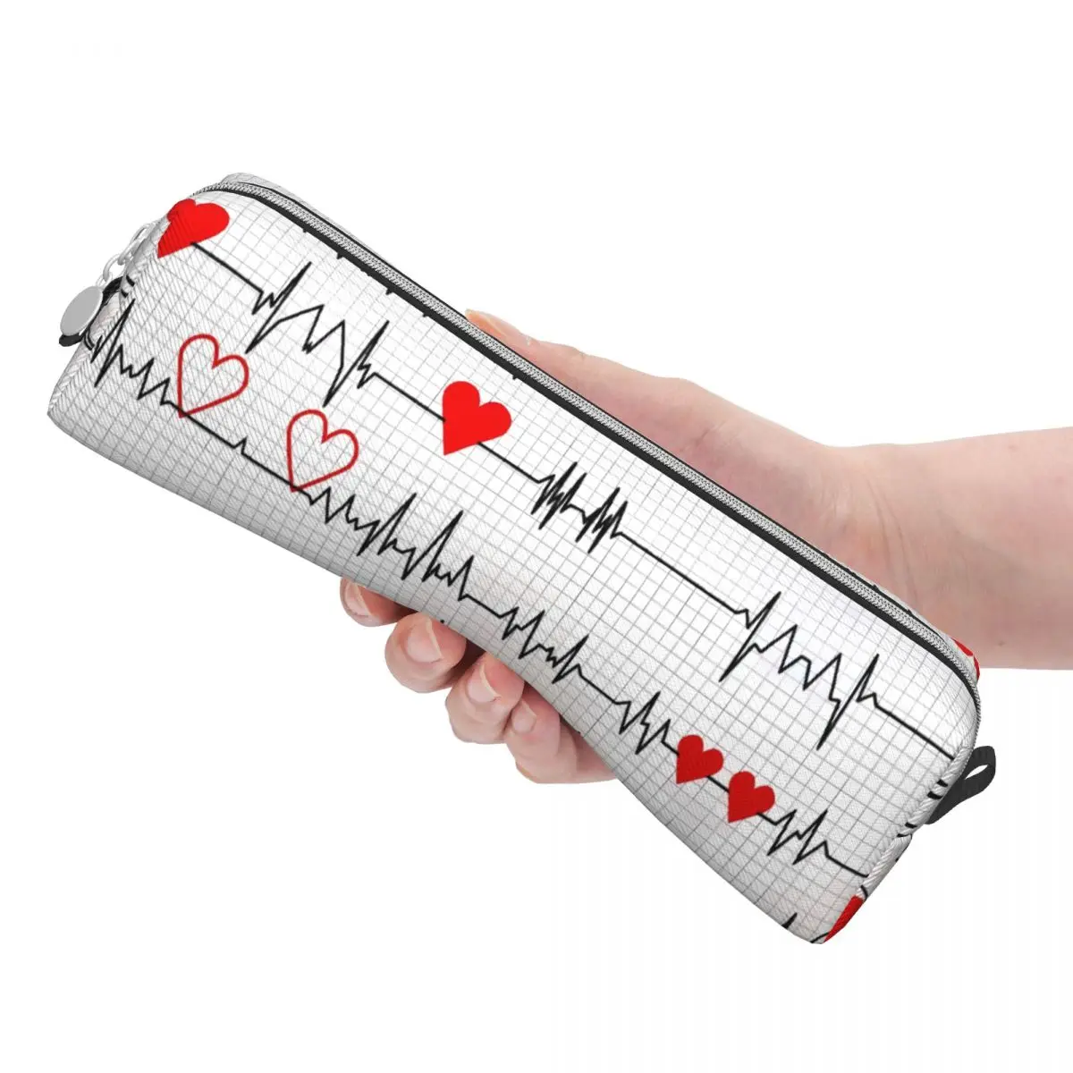 Cool Pencil Case Electrocardiogram Pen Box New Fashion Back To School Pencil Cases Students Square Custom School Stationery