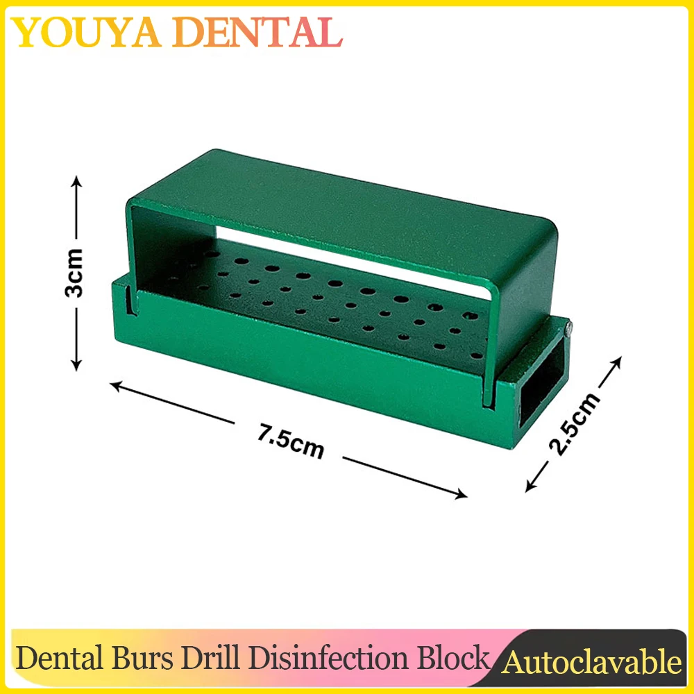 

1pcs Dental Burs Drill Disinfection Block FG Bur Sterilization Holder Autoclavable Aluminium 30 Holes Dentistry Disinfection Box