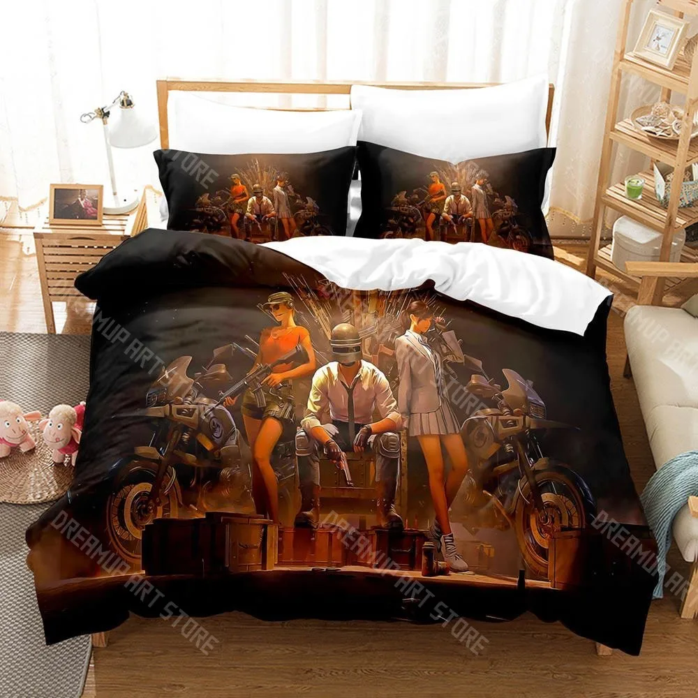 3D Printed PUBG Battlegrounds Mobile Bedding Set for Boys Girls Duvet Cover Pillowcase Twin Queen King Full Single Double Sizes