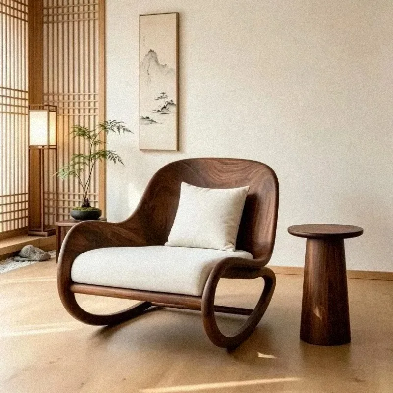 Recliner Lounge Living Room Chairs Luxury Designer Relaxing Bauhaus Lounge Chair Lazy Comfy Wooden Silla Mecedora Home Furniture