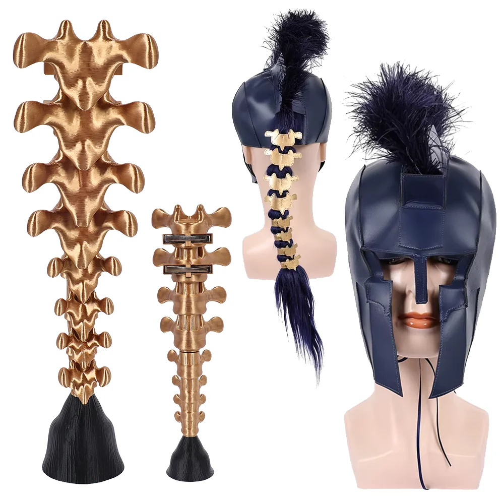 Agamemnon Cosplay Helmet The Odyssey Medieval Warrior Mask Blue Headgear With Plume Decor Ponytail Costume Accessory Halloween