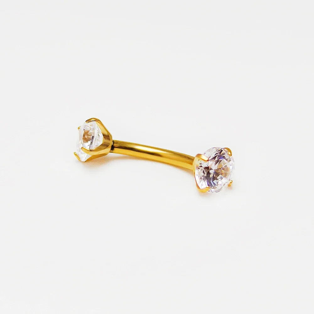 F136 Titanium Eyebrow Piercing with Cubic Zirconia
