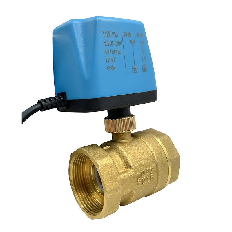 1-1/2'' Two Way Brass Motorized Ball Valve Normally Open Two Wire Control Electric Ball Valve