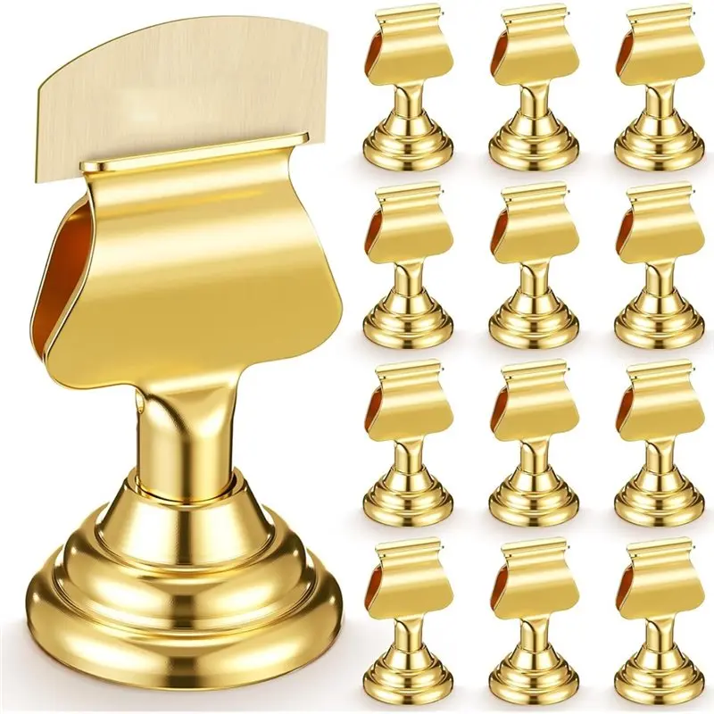 

Премиум-набор из 12 металлических держателей для номеров столов, золотые мини-держатели для карточек с именами, 1,7 дюйма, оптовые зажимы для свадеб, ресторанов, дней рождения