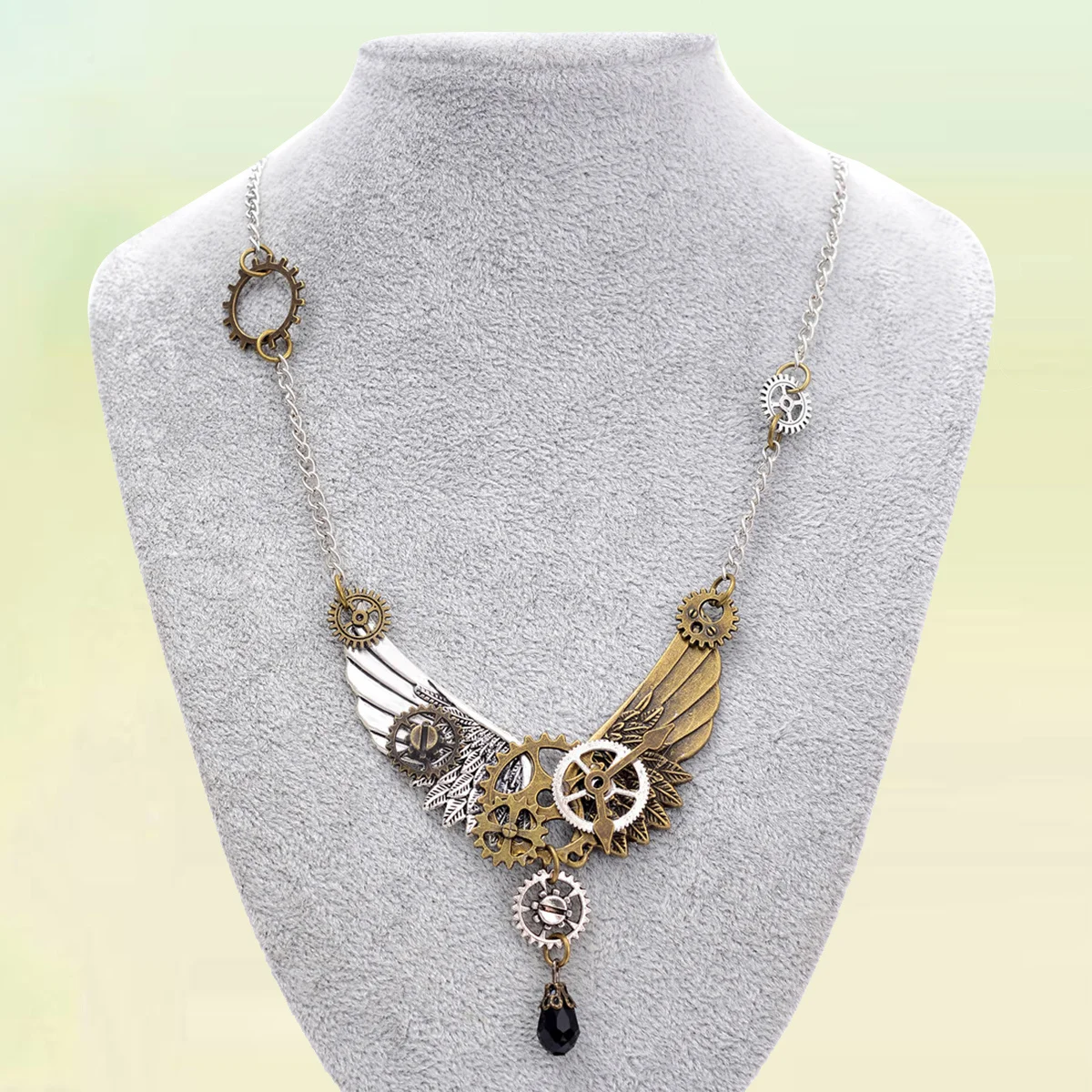 Exclusive Steampunk Wing Pendant Necklace Built with Gear Mechanisms Vintage Style Jewelry for Women Men Teens Holiday Birthday
