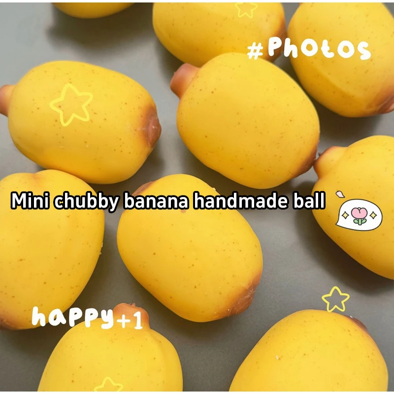 Simulated Mini Banana Handmade Ball Crispy Sesame Banana Squishy Squeeze Ball Fingertip Toy Adult ASMR For Adult Home Decoration