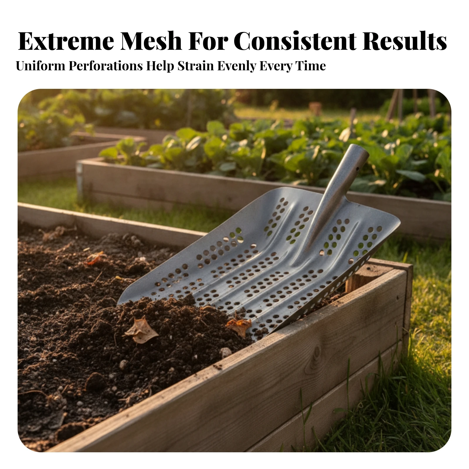 Screen Shovel with Welded Socket Heavy-Duty Sifting Shovel Spade Weather-Resistant Tool Reinforced for Gardeners, Garden