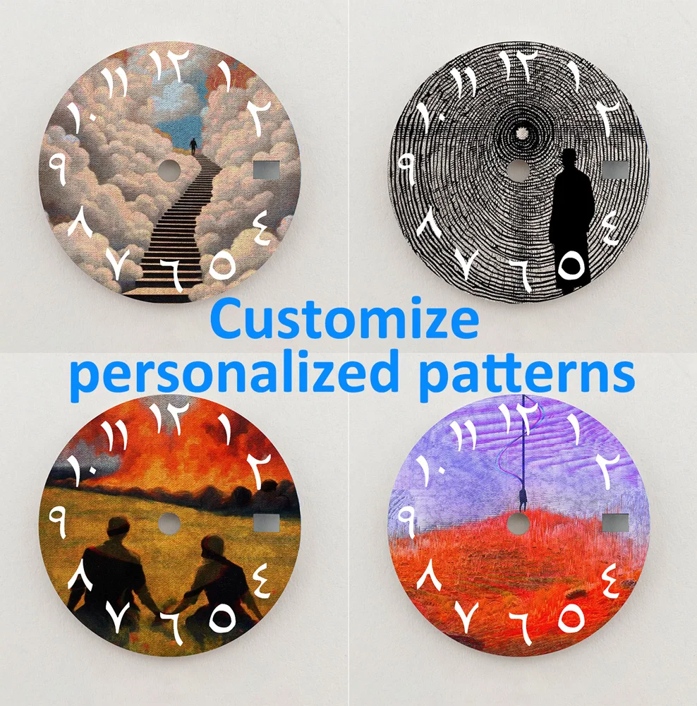 NH35 Dial 3D Pola Kreatif Dial 28.5Mm Angka Arab Dial NH36 Dial Cocok NH35/36 Gerakan Jam Tangan Pengganti Suku Cadang LOGO DIY